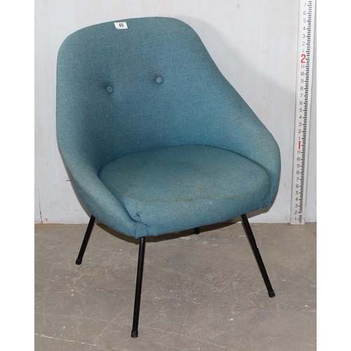 40 - An unusual retro blue button back chair by Tansad of Bristol