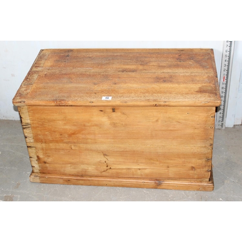 56 - A large antique stained pine trunk