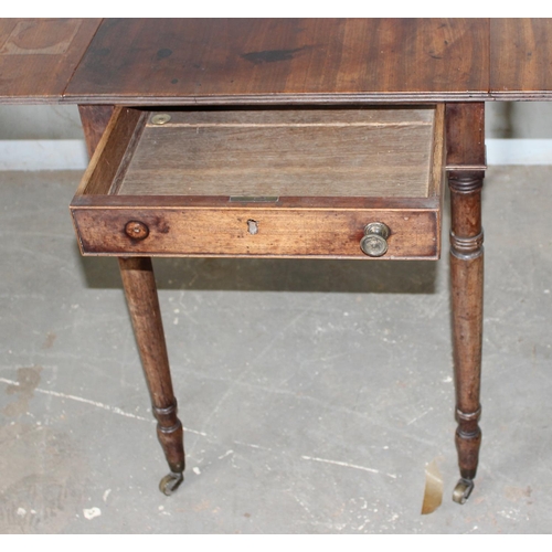 57 - Antique mahogany Pembroke table with drawer