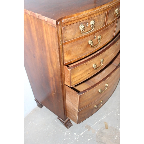 67 - An unusual 19th century Mahogany veneered 3 over 2 over 2 chest of drawers