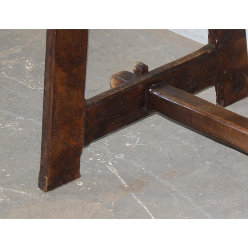 8 - An antique elm or oak 4 plank refectory table, approx 2m long