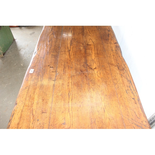 8 - An antique elm or oak 4 plank refectory table, approx 2m long