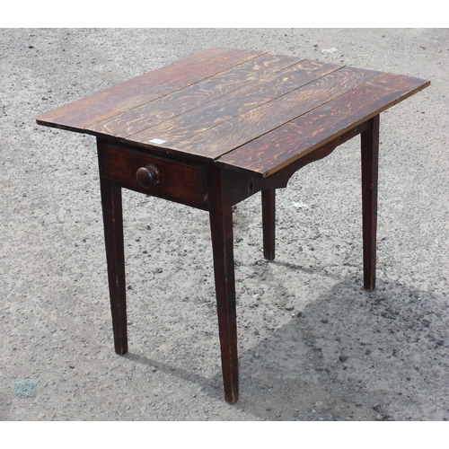 103 - Antique oak drop leave table with drawer