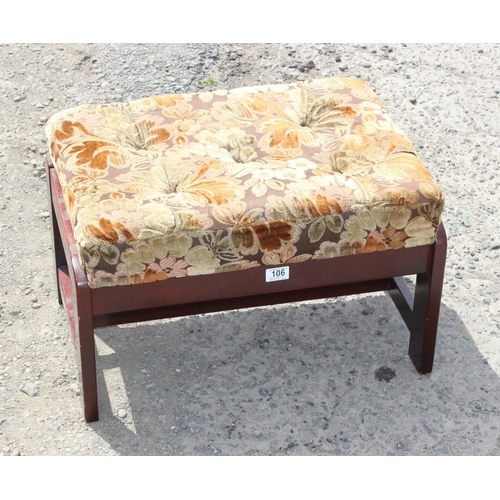 106 - Vintage upholstered footstool with floral fabric