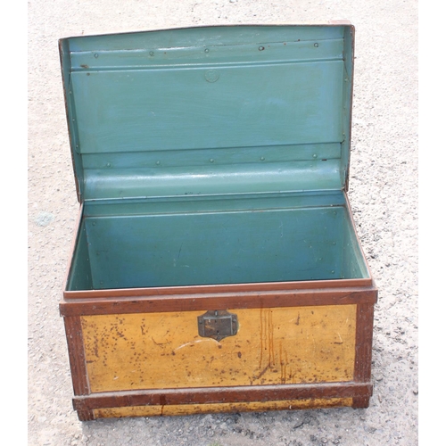 111 - Vintage painted tin travelling trunk