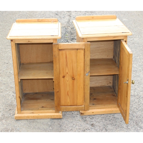 116 - Pair of stripped pine bedside cabinets