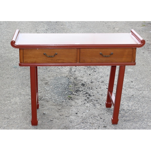 117 - A Chinese style wooden 2 drawer altar table