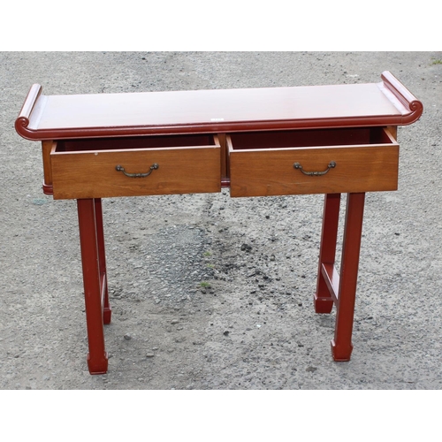 117 - A Chinese style wooden 2 drawer altar table