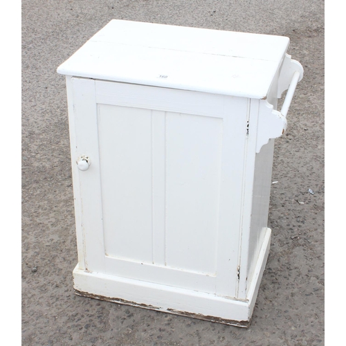 160 - Antique painted pine wash stand or cupboard with towel rail