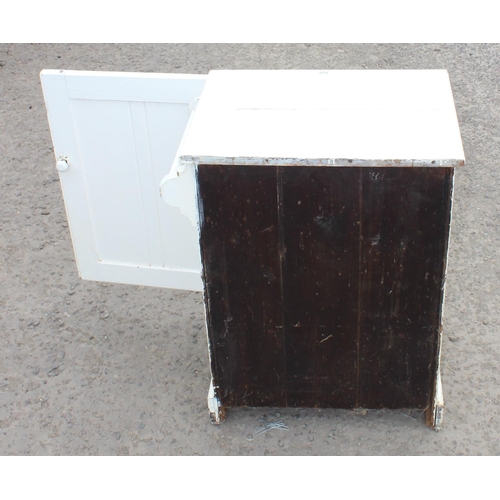 160 - Antique painted pine wash stand or cupboard with towel rail