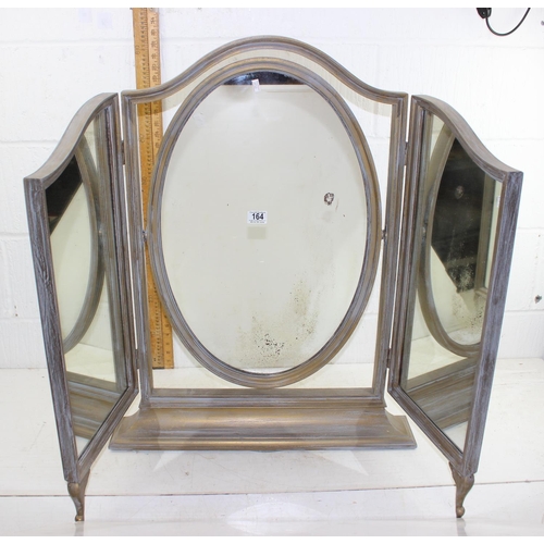 164 - A large distressed triptych table top mirror