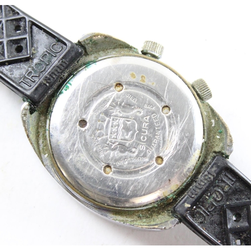 1400 - A rare retro Sicura (Breitling) 21 jewels Swiss made water resistant watch with rotating internal be... 