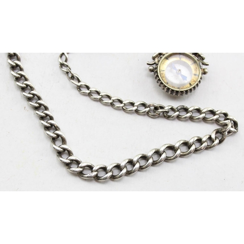 1402 - An antique silver Albert watch chain with a white metal fob, approx 41cm long & 33.3g gross