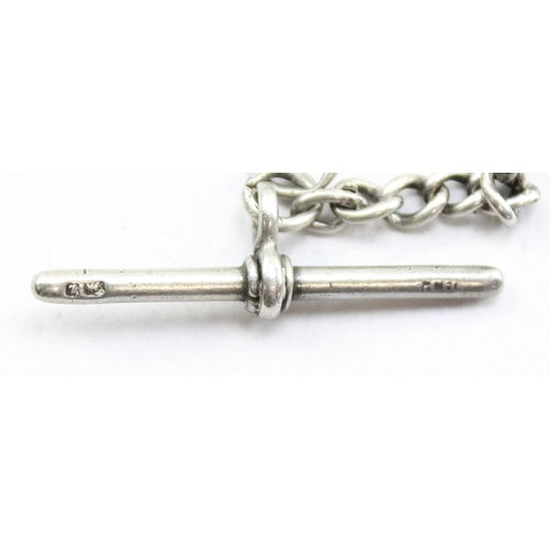 1402 - An antique silver Albert watch chain with a white metal fob, approx 41cm long & 33.3g gross