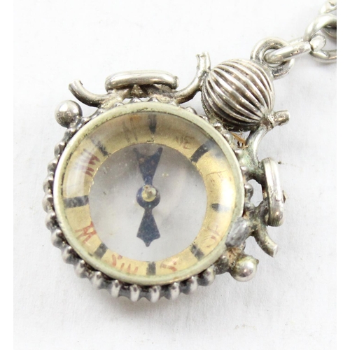 1402 - An antique silver Albert watch chain with a white metal fob, approx 41cm long & 33.3g gross