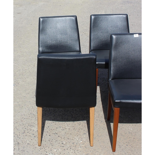 147A - A set of 6 retro black leatherette dining chairs believed to be G-Plan by Ib Kofod Larsen, unmarked