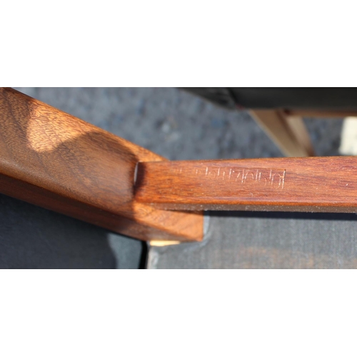 147A - A set of 6 retro black leatherette dining chairs believed to be G-Plan by Ib Kofod Larsen, unmarked