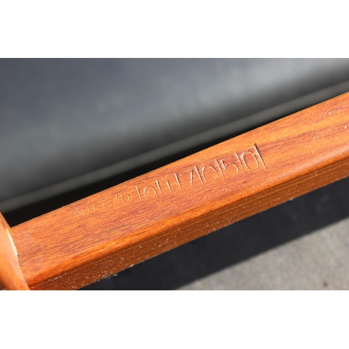 147A - A set of 6 retro black leatherette dining chairs believed to be G-Plan by Ib Kofod Larsen, unmarked