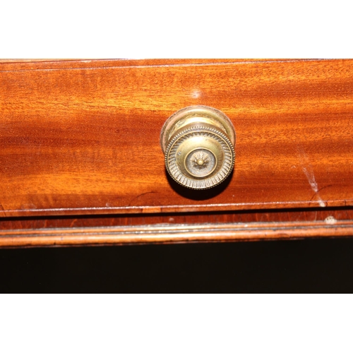 23 - 19th century mahogany foldover tea table with brass handle and drawer