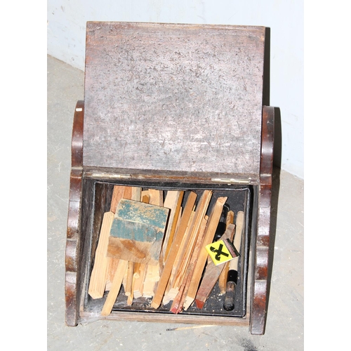 31 - Antique mahogany coal box with shovel