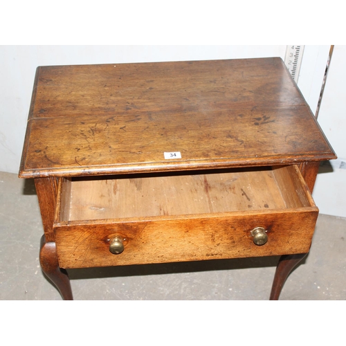 34 - 19th century oak lowboy or side table with single drawer