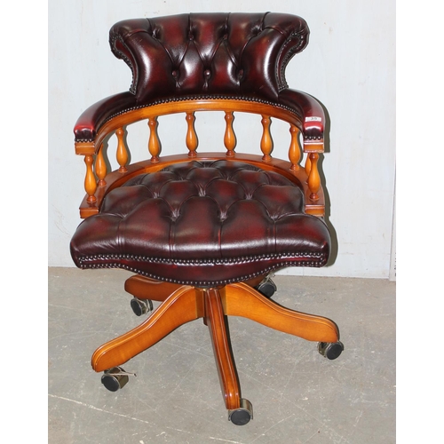 35 - Ox blood red button back captain's chair or desk chair