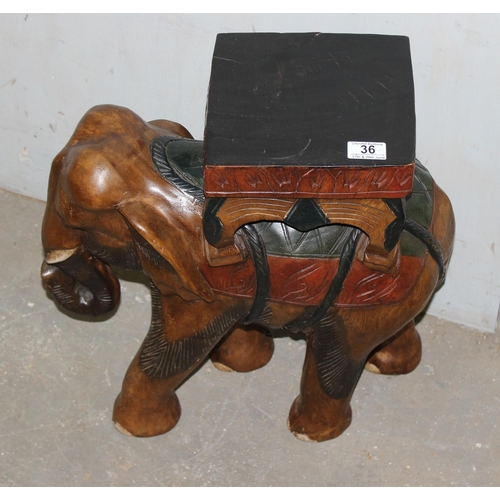 36 - Carved wooden elephant pot stand