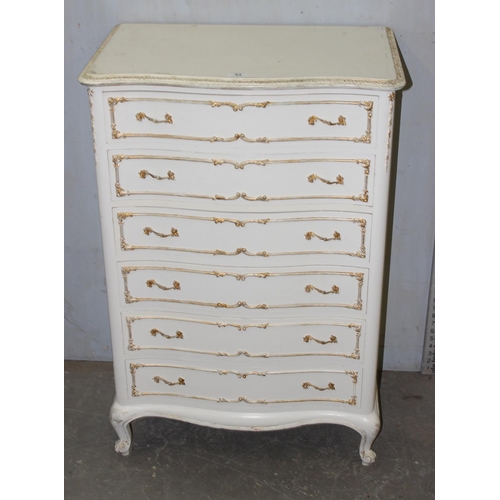 44 - A French style white painted 6 drawer chest of drawers