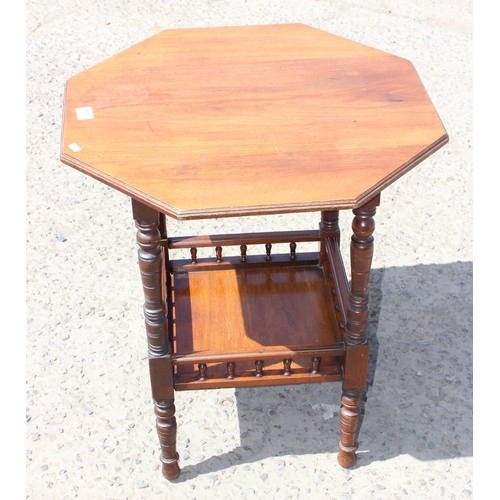 110 - Edwardian octagonal side table with under tier