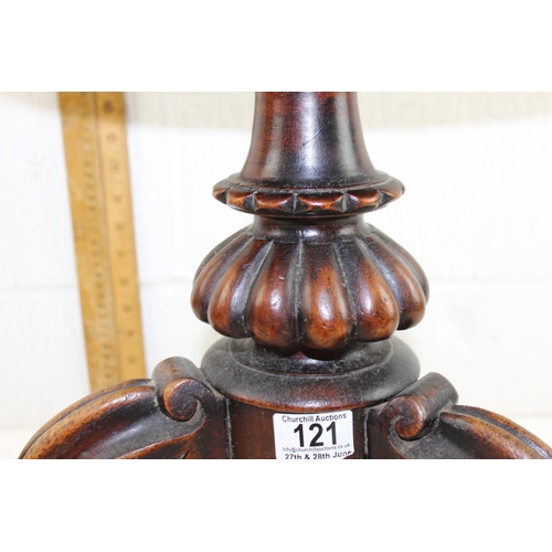 121 - Antique mahogany rise and fall piano stool with carved details