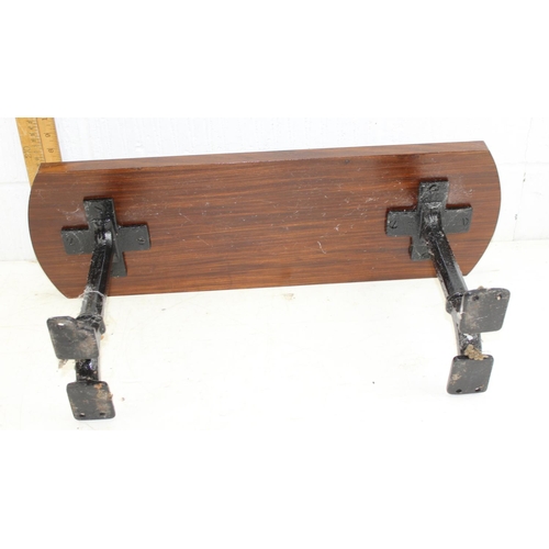 123 - Small mahogany bench with cast iron supports