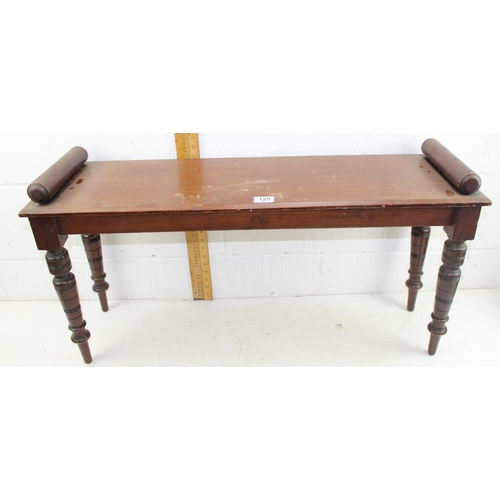 125 - Antique mahogany bench or window seat with turned supports
