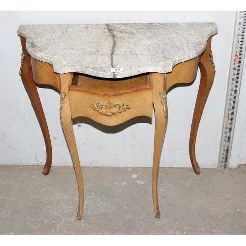 50 - A 20th century Louis XV style side table with marble top