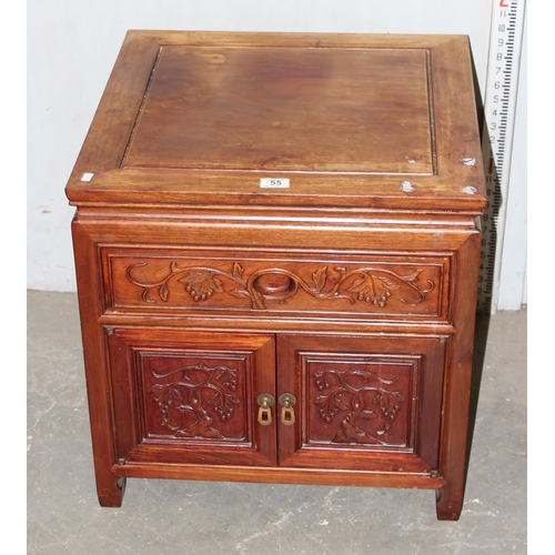 55 - 20th century Chinese carved wooden cabinet with drawer