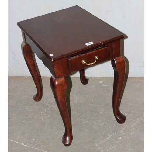 57 - Small modern mahogany effect side table with drawer