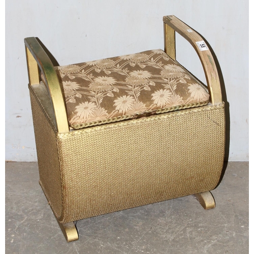 58 - Gold painted Lloyd Loom style stool/ box