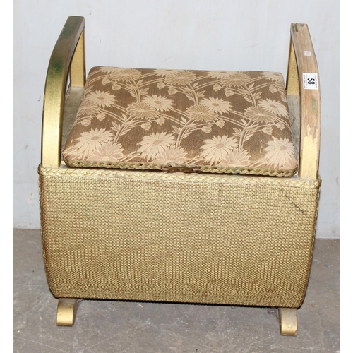 58 - Gold painted Lloyd Loom style stool/ box