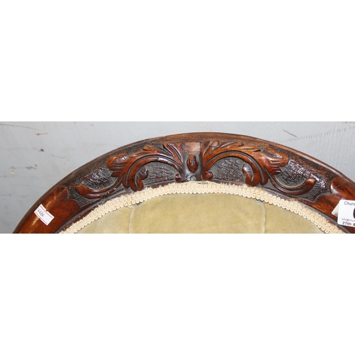 63 - A Victorian upholstered button back nursing chair