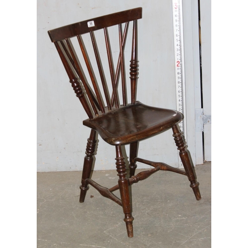98 - An unusual antique stickback chair with turned supports