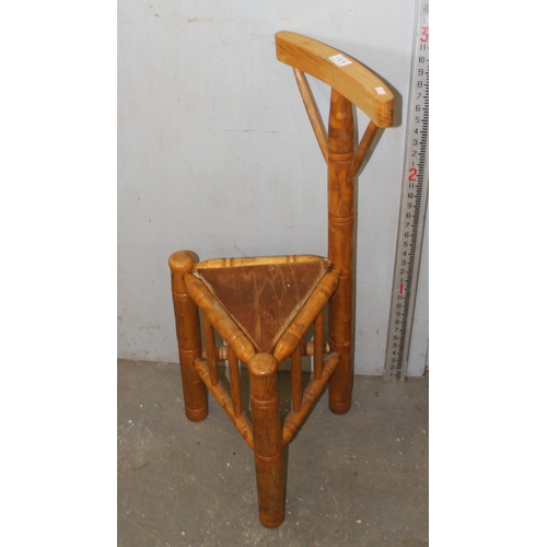 129 - Pine wall shelves and a pine corner chair