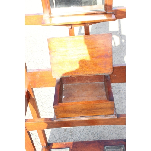 135 - Vintage oak hall stand with mirror