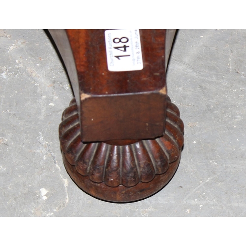 148 - Antique mahogany piano stool with tapestry top