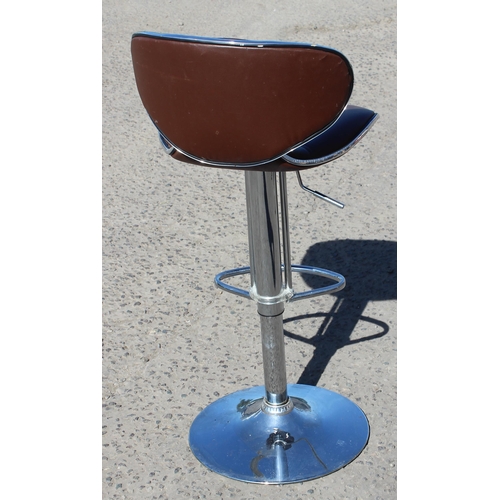161 - Chrome and brown leatherette bar stool