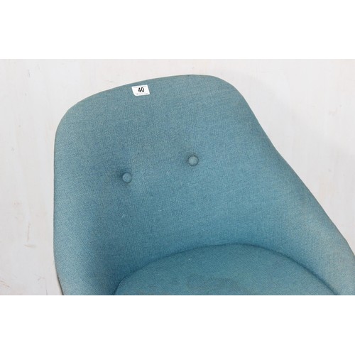 41A - An unusual retro blue button back chair by Tansad of Bristol & a retro blue chair by Antocks Lairn F... 