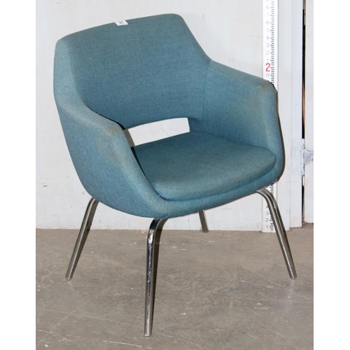 41A - An unusual retro blue button back chair by Tansad of Bristol & a retro blue chair by Antocks Lairn F... 