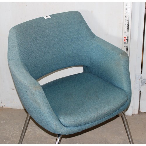 41A - An unusual retro blue button back chair by Tansad of Bristol & a retro blue chair by Antocks Lairn F... 