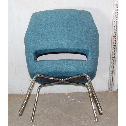 41A - An unusual retro blue button back chair by Tansad of Bristol & a retro blue chair by Antocks Lairn F... 