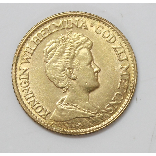 1333 - Coins, Netherlands, a 10 Guilder gold coin dated 1912, approx 6.8g gross weight, approx 23mm diamete... 