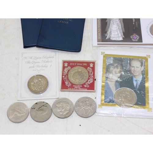 1342 - Qty of royal commemorative coins and medallions to inc 4 £5 coins and coin covers