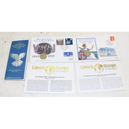 1343 - 2 £2 coin covers, 1994 Bank of England & 1995 Dove of Peace, both limited editions & a 1995 Brillian... 